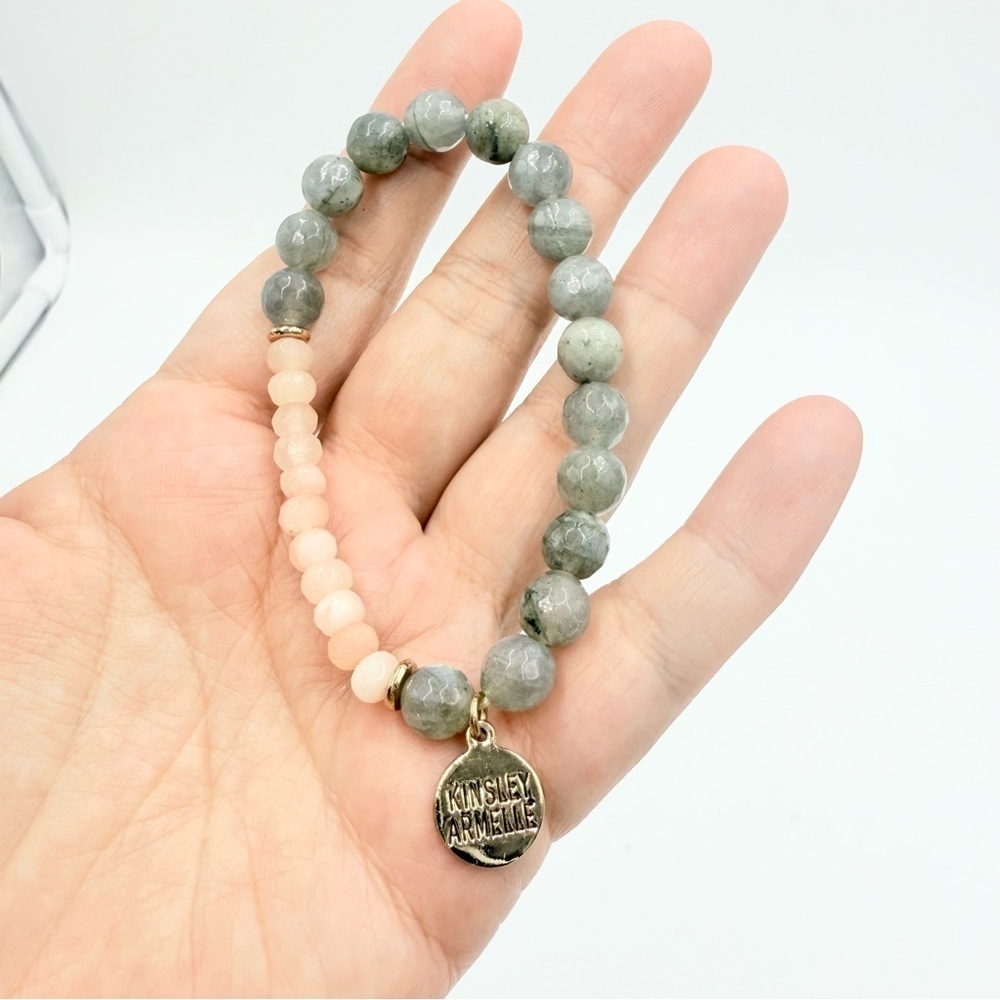 Kinsley Armelle LABRADORITE and Pink Crystal Stretch Beaded Bracelet